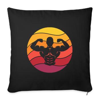 Bodybuilding Double Biceps Retro Style Vintage - Sofakissenbezug 45 x 45 cm - Schwarz - Vorne