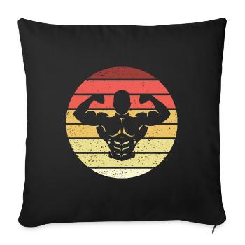 Bodybuilding Double Biceps Retro Style Vintage - Sofakissenbezug 45 x 45 cm - Schwarz - Vorne