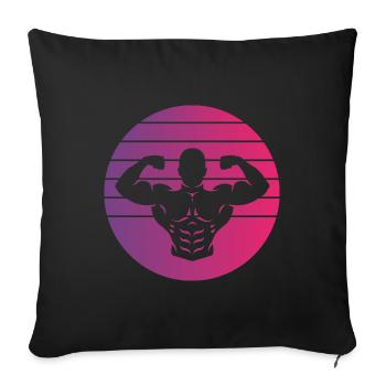 Bodybuilding Double Biceps Retro Style Vintage - Sofakissenbezug 45 x 45 cm - Schwarz - Vorne