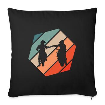 Motocycliste Fist Salute Retro Style Vintage - Housse de coussin décorative 45 x 45 cm - noir - Devant
