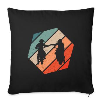 Motocycliste Fist Salute Retro Style Vintage - Housse de coussin décorative 45 x 45 cm - noir - Devant