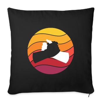 Poignée de main noir blanc Style rétro Vintage - Housse de coussin décorative 45 x 45 cm - noir - Devant