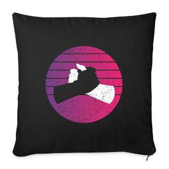 Poignée de main noir blanc Style rétro Vintage - Housse de coussin décorative 45 x 45 cm - noir - Devant