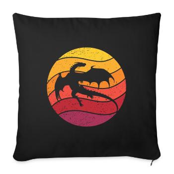 Drache Retro Style Vintage - Sofakissenbezug 45 x 45 cm - Schwarz - Vorne