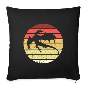 Drache Retro Style Vintage - Sofakissenbezug 45 x 45 cm - Schwarz - Vorne
