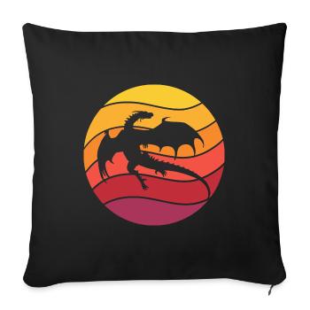 Drache Retro Style Vintage - Sofakissenbezug 45 x 45 cm - Schwarz - Vorne