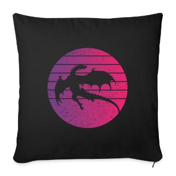 Drache Retro Style Vintage - Sofakissenbezug 45 x 45 cm - Schwarz - Vorne