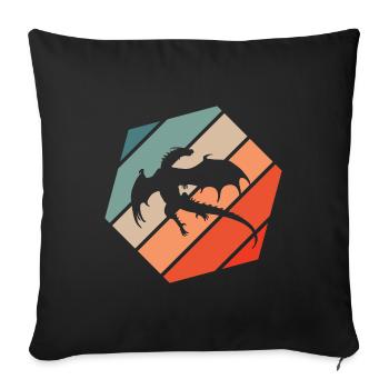 Drache Retro Style Vintage - Sofakissenbezug 45 x 45 cm - Schwarz - Vorne