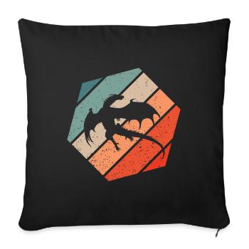 Drache Retro Style Vintage - Sofakissenbezug 45 x 45 cm - Schwarz - Vorne