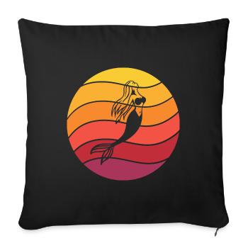Sirène Retro Style Vintage - Housse de coussin décorative 45 x 45 cm - noir - Devant