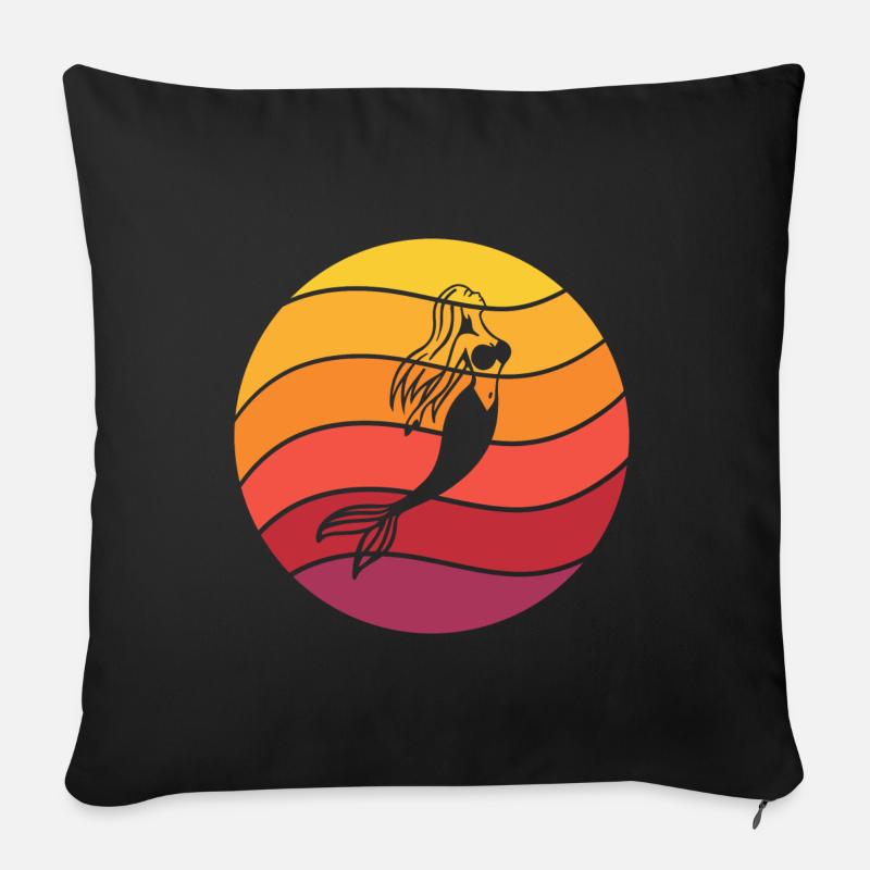 Meerjungfrau Retro Style Vintage - Sofakissenbezug 45 x 45 cm - Schwarz