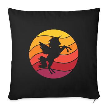 Einhorn Retro Style Vintage - Sofakissenbezug 45 x 45 cm - Schwarz - Vorne