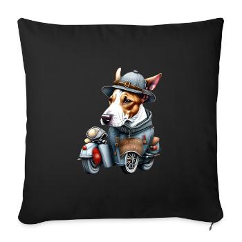 Englisch Bullterrier Motorrad Weihnachtsmütze - Sofakissenbezug 45 x 45 cm - Schwarz - Vorne
