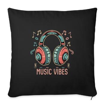 Music Vibes - Headphones - Sofa pillowcase 17,3'' x 17,3'' (45 x 45 cm) - black - Front