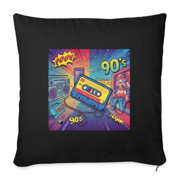 90s vibes: comic cassette in retro look - Sofa pillowcase 17,3'' x 17,3'' (45 x 45 cm) - black - Front