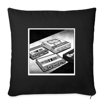90s cult objects: Comic look for Walkman & Co. - Sofa pillowcase 17,3'' x 17,3'' (45 x 45 cm) - black - Front