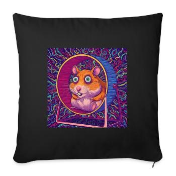 Drôle de hamster dans la roue du hamster - Comic Vibes - Housse de coussin décorative 45 x 45 cm - noir - Devant