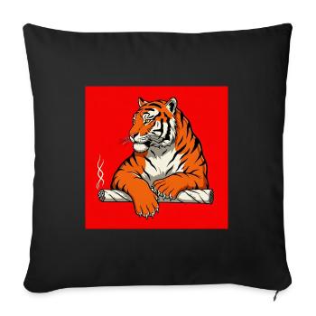 Rauchender Tiger - Comic Vibes - Sofakissenbezug 45 x 45 cm - Schwarz - Vorne