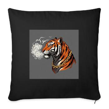 Smoking Tiger with Gold Chain - Comic Vibes - Sofa pillowcase 17,3'' x 17,3'' (45 x 45 cm) - black - Front