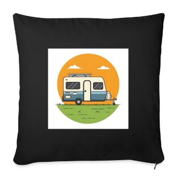 Camping - Liberté - Vacances - Housse de coussin décorative 45 x 45 cm - noir - Devant
