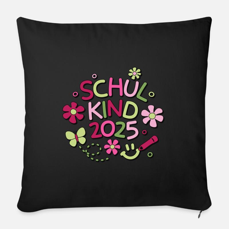 Schulkind 2025 Einschulung Schulanfang - Sofakissenbezug 45 x 45 cm - Schwarz