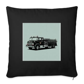 Camion de pompiers : rapide, fort et en action - Housse de coussin décorative 45 x 45 cm - noir - Devant