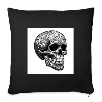 Crâne : symbole de mort et de rébellion - Housse de coussin décorative 45 x 45 cm - noir - Devant