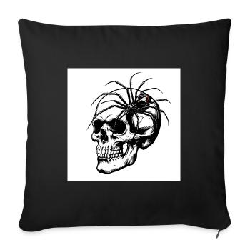 Totenkopf & Spinne – Netz des Todes - Sofakissenbezug 45 x 45 cm - Schwarz - Vorne