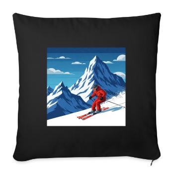 Fun on the slopes: skiing in the most beautiful mountains - Sofa pillowcase 17,3'' x 17,3'' (45 x 45 cm) - black - Front