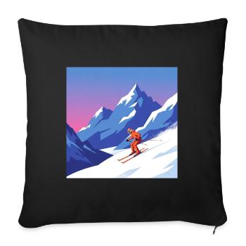 Skiing: fun and adventure in the mountains - Sofa pillowcase 17,3'' x 17,3'' (45 x 45 cm) - black - Front