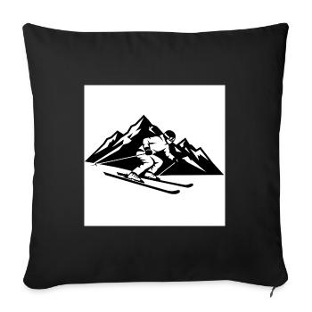 Skiing: Fun, technique and adventure in the mountains - Sofa pillowcase 17,3'' x 17,3'' (45 x 45 cm) - black - Front