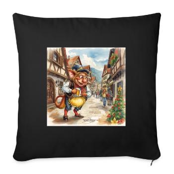 Gobelin au marché de Noël - Housse de coussin décorative 45 x 45 cm - noir - Devant