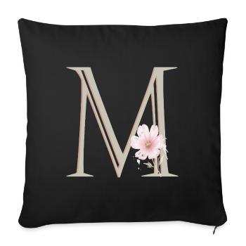 Floral Monogram M - Sofa pillowcase 17,3'' x 17,3'' (45 x 45 cm) - black - Front