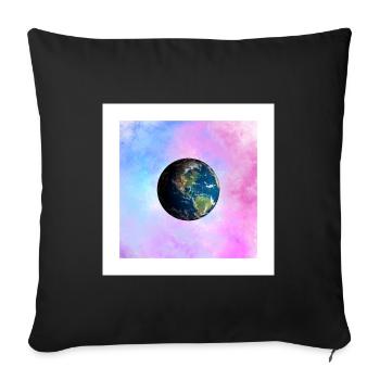 Earth in pastel galaxy - Sofa pillowcase 17,3'' x 17,3'' (45 x 45 cm) - black - Front