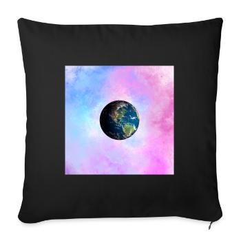 Earth globe in front of pastel galaxy - Sofa pillowcase 17,3'' x 17,3'' (45 x 45 cm) - black - Front