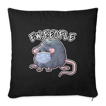EW People Lustiger Ratten Sprüche Farbratte - Sofakissenbezug 45 x 45 cm - Schwarz - Vorne