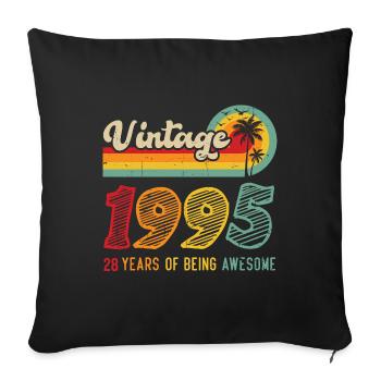 Vintage 1995, Cadeau D'anniversaire 28 Ans - Housse de coussin décorative 45 x 45 cm - noir - Devant