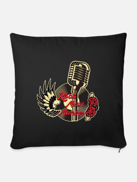 Design de membre de musique rock,Vêtements rock,Musique rock - Housse de coussin décorative 45 x 45 cm - noir
