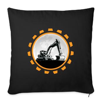 excavator excavator driver construction site excavator bucket - Sofa pillowcase 17,3'' x 17,3'' (45 x 45 cm) - black - Front