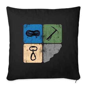 eisklettern bergsteiger alpinist klettern - Sofakissenbezug 45 x 45 cm - Schwarz - Vorne