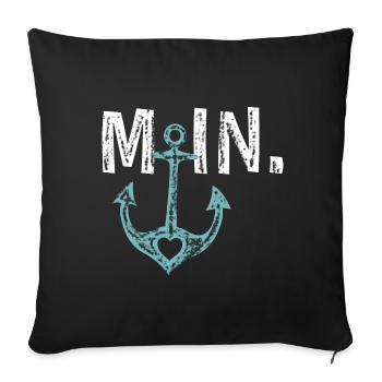 Moin Anker Seefahrt Design Geschenkidee - Sofakissenbezug 45 x 45 cm - Schwarz - Vorne