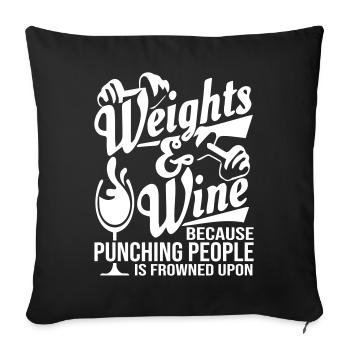 Chemises de gymnastique drôles pour les poids et le vin des gars - Housse de coussin décorative 45 x 45 cm - noir - Devant