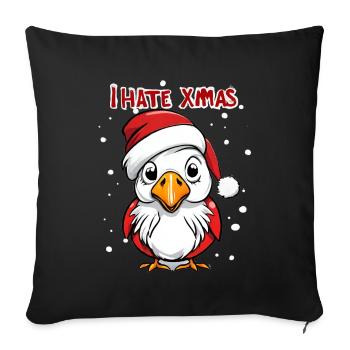 Je déteste Noël drôle d’oiseau - Housse de coussin décorative 45 x 45 cm - noir - Devant