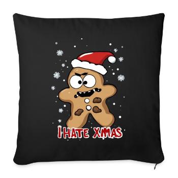Je déteste Noël Funny Cookie Cookie Mares - Housse de coussin décorative 45 x 45 cm - noir - Devant