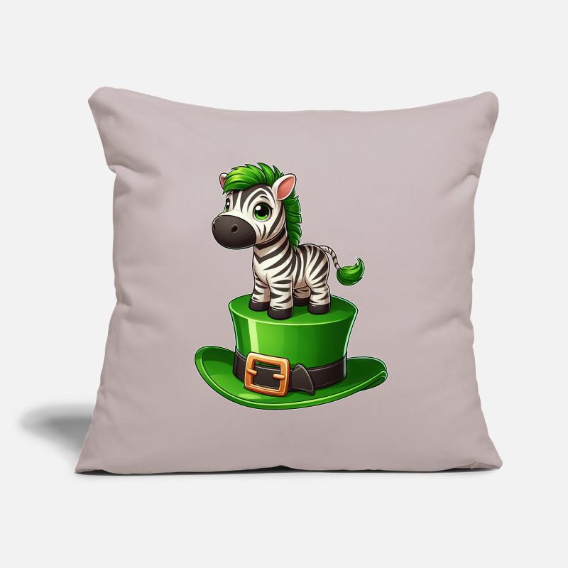 Mignon zèbre Saint-Patrick chapeau haut de forme trèfle Housse de coussin décorative 45 x 45 cm