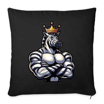 Entraînement de remise en forme Zebra King musclé - Housse de coussin décorative 45 x 45 cm - noir - Devant