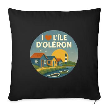 I love l'Ile d'Oléron - Housse de coussin décorative 45 x 45 cm - noir - Devant