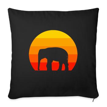 Afrique Safari Amoureux des Animaux Cadeau Rétro Éléphant - Housse de coussin décorative 45 x 45 cm - noir - Devant