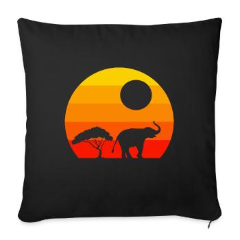Retro Sonnenuntergang Elefant - Sofakissenbezug 45 x 45 cm - Schwarz - Vorne