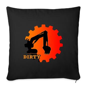Excavator Excavator Driver "Dirty" Excavator Bucket - Sofa pillowcase 17,3'' x 17,3'' (45 x 45 cm) - black - Front